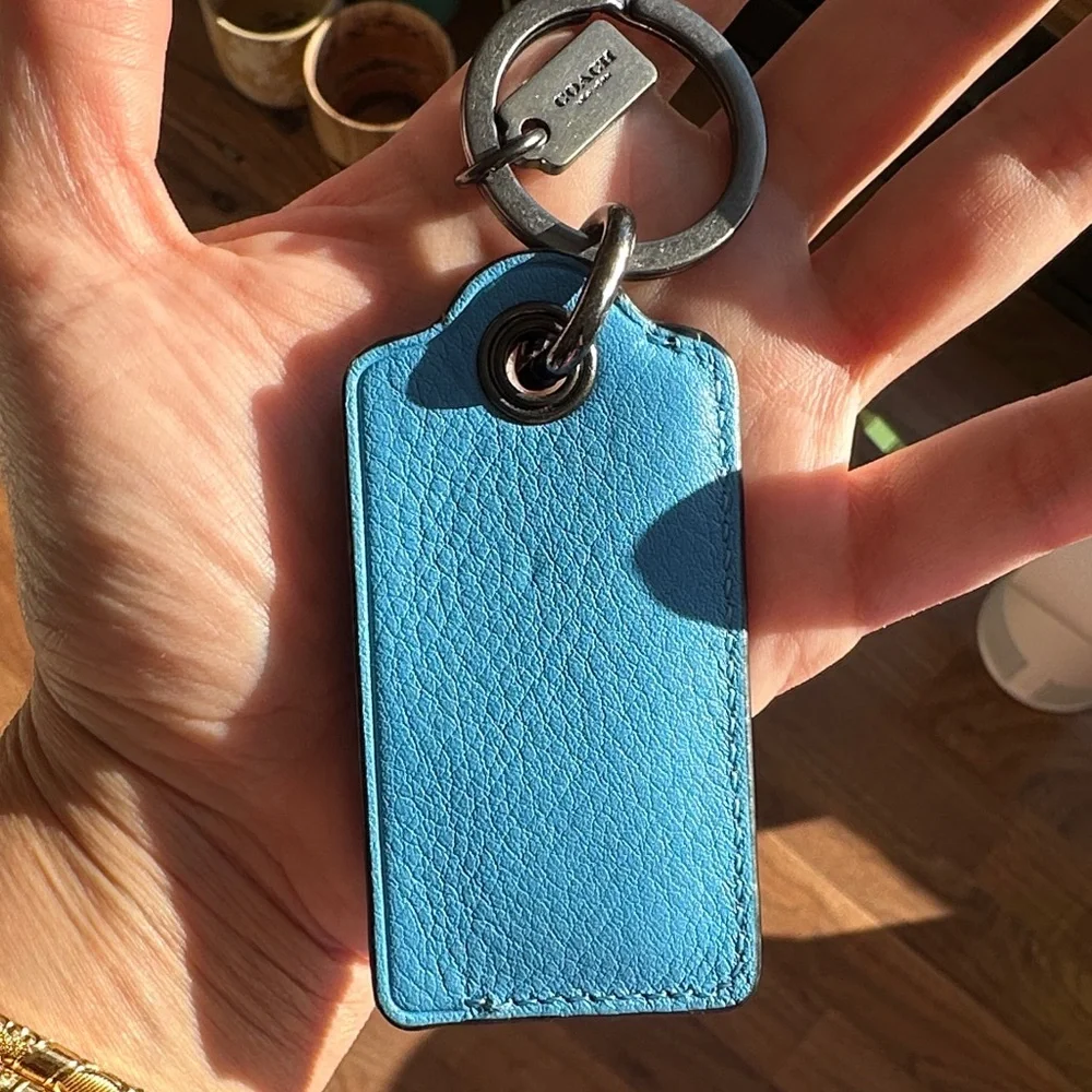 NWOT Coach Blue Leather Key Holder with Bottle Opener